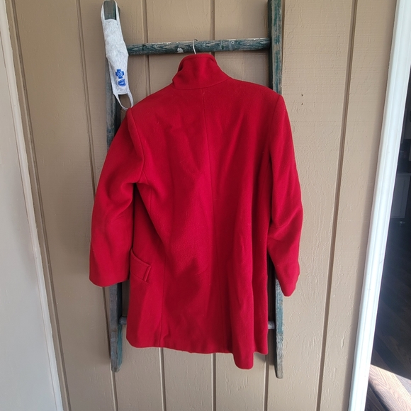 Forcaster Of Boston Womens Red Button Up Long Pea Coat Size 5/6 - Picture 11 of 11